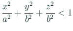 $\displaystyle \frac{x^2}{a^2}+\frac{y^2}{b^2}+\frac{z^2}{b^2}<1
$