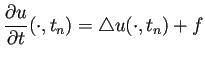 $ \dfrac{\rd u}{\rd t}(\cdot,t_n)
=\Laplacian u(\cdot,t_n)+f$